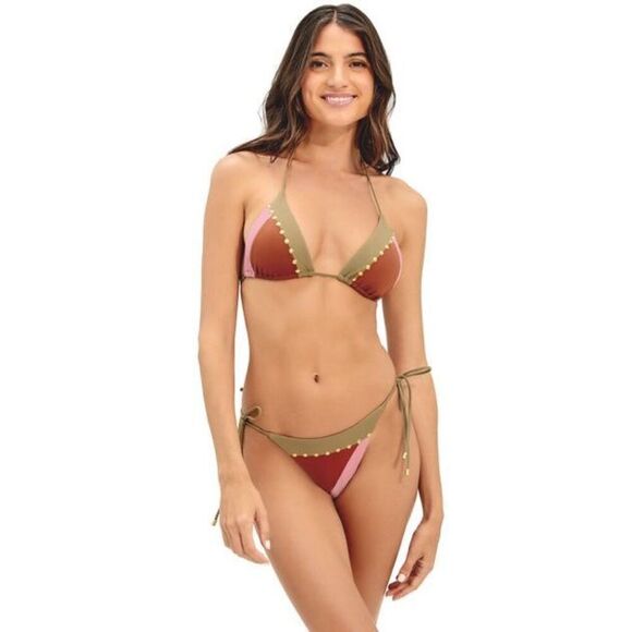 Vix Women's Block Tri-Block Tie Side Bikini Two Piece Swimwear Multicolor Large - Picture 1 of 4